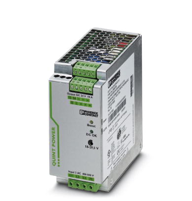 Phoenix Contact Switching Power Supply; QUINT-PS/ 3AC/24DC/10; 24VDC OUT; 10A; 320-575VAC / 450-800VDC IN; 3-Phase; DIN Rail Mount; Metal Frame